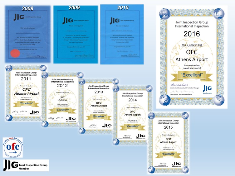 2016 ofc JIG certificates of Excellence