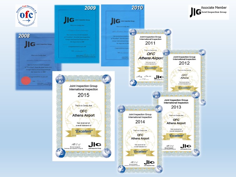 ofc JIG certificates of Excellence